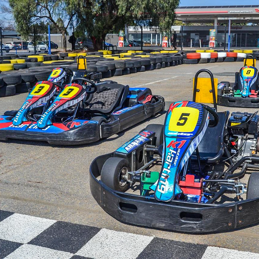 Go Karts on track at East Rand Mall K1 Outdoor Karting